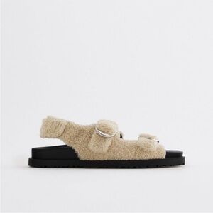 Zara Faux Fur Cream Sandals